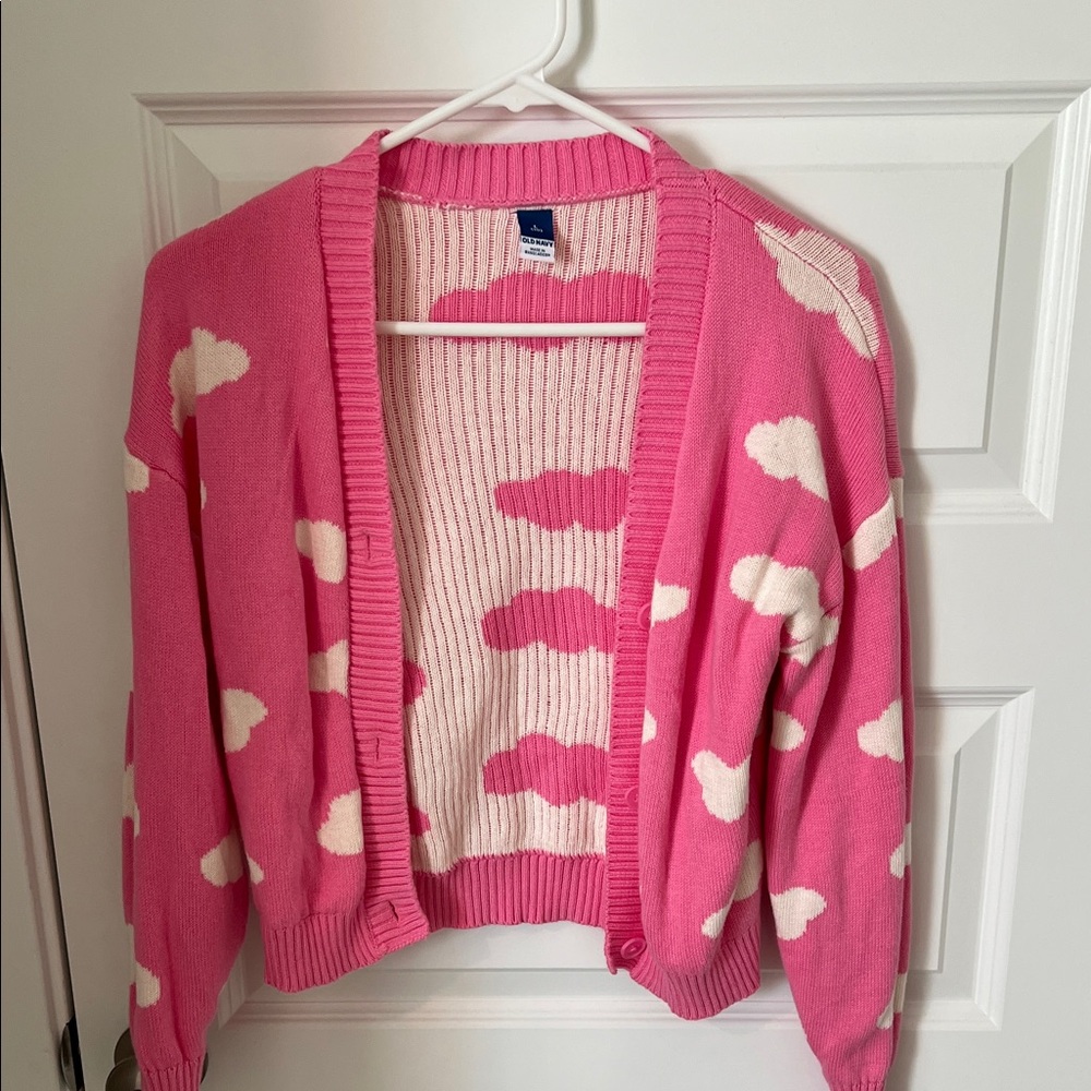 Old Navy Pink and White Cloud Cardigan